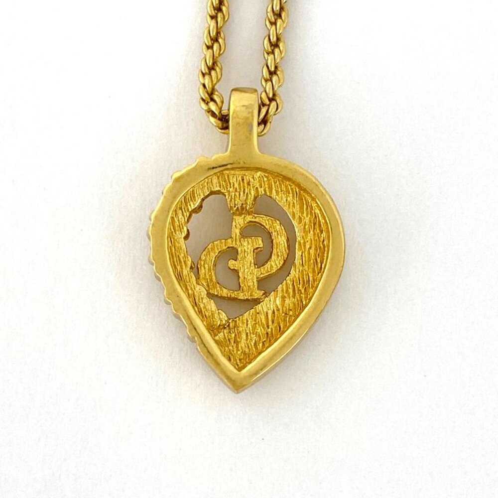 Christian Dior Logo Rhinestone Necklace CD Pendant Necklace GP - Picture 2 of 5